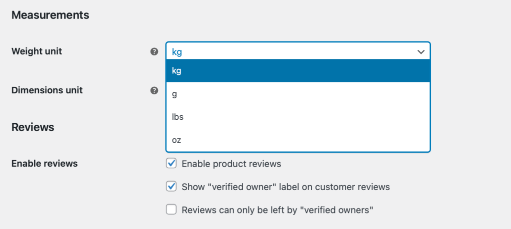 WooCommerce Default Product Dimensions